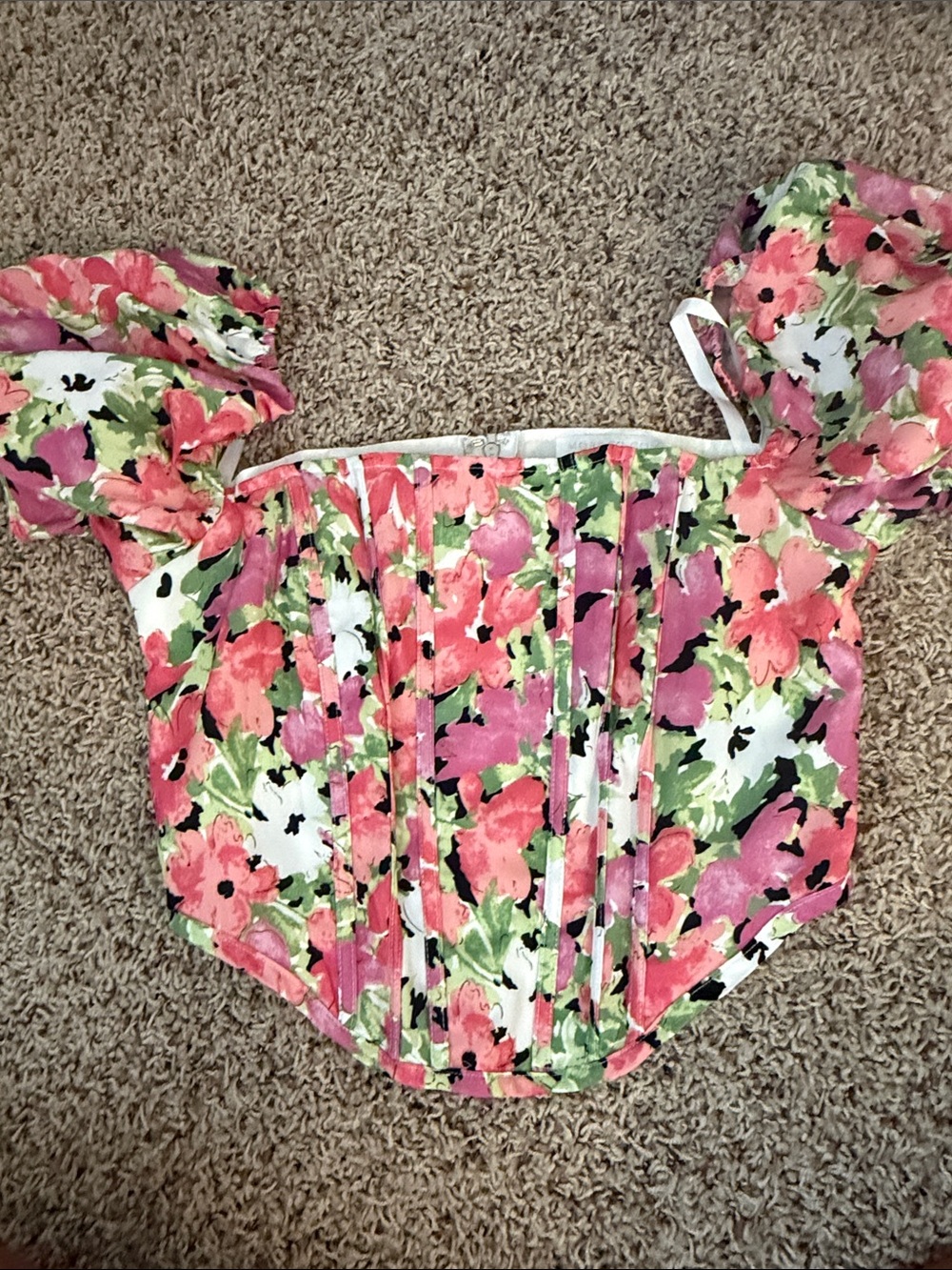 REVOLVE Floral Pink Green Corset Top